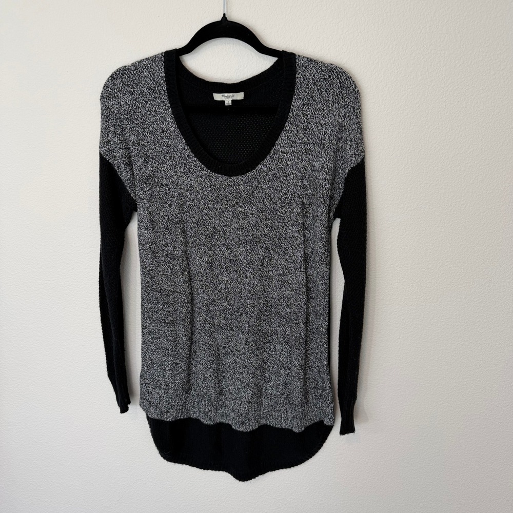 Madewell Sweater Women S Black White Good Colorblock Marled Knit